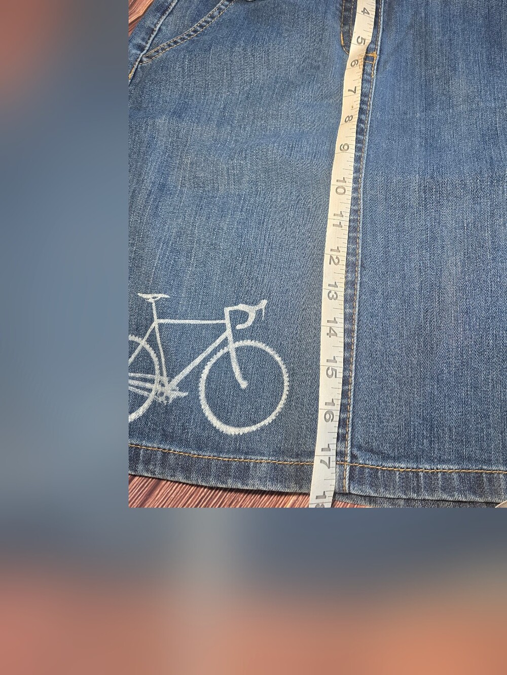 Ann Taylor Denim Mini Skirt with Bike Stitching. 0P - Picture 3 of 5
